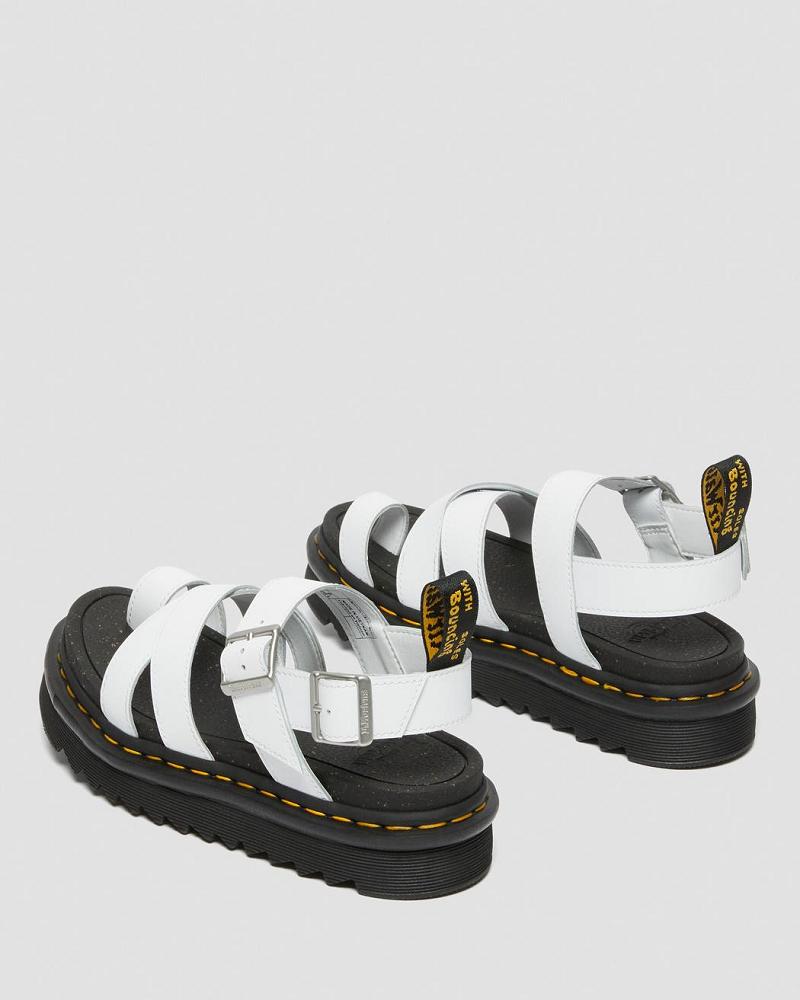 White Women's Dr Martens Avry Hydro Leather Gladiator Sandals | CA 290OKI